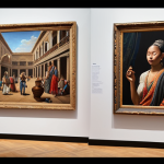 Here are three image prompts based on the provided text, focusing on the core distinctions and synergy between cultural art history and exhibition organization: